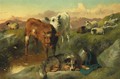 Calves and black-faced ewes with a sheepdog - George W. Horlor