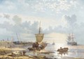 Early morning daily activities on the beach of Scheveningen - George Willem Opdenhoff
