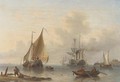 A calm a busy day near a coast - George Willem Opdenhoff