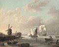 A merchant frigate and smaller traders running up the Thames estuary heading for London - George Webster