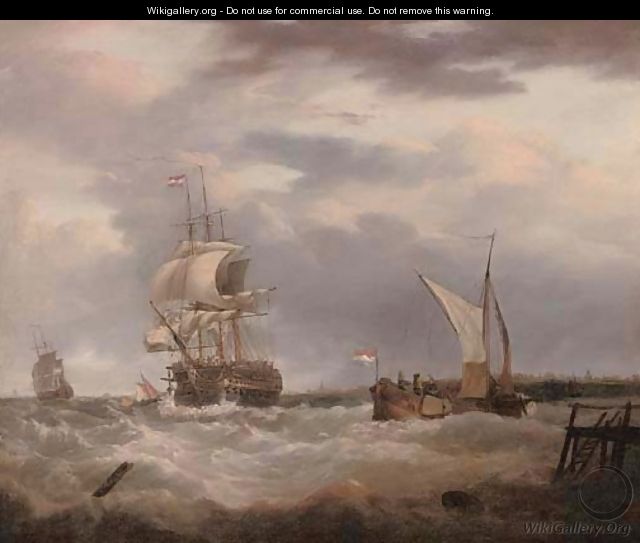 A Dutch emigrant ship dropping the pilot and leaving her homeland astern - George Webster