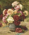 Summer roses in a vase - Georges Jeannin