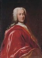 Portrait of a gentleman, half-length, in a red velvet mantle, wearing a wig - Georg Desmarees