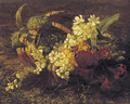 Cherryblossem and primroses in a basket - Geraldine Jacoba Van De Sande Bakhuyzen