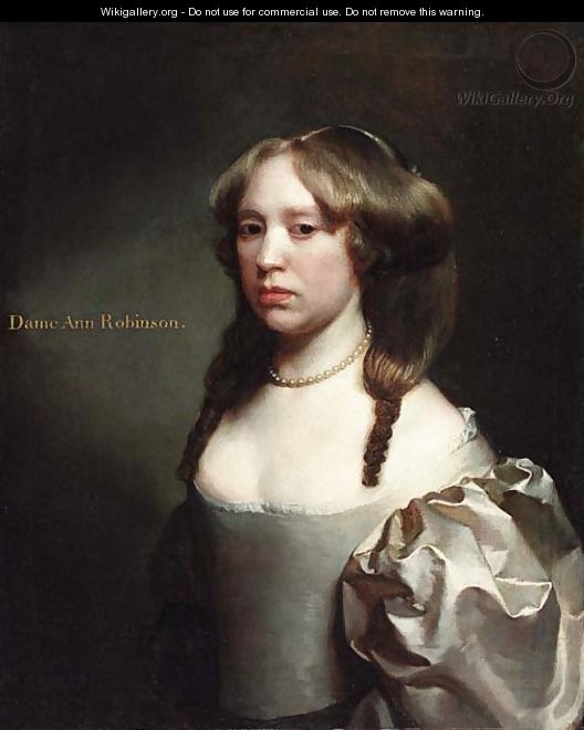 Portrait of Dame Ann Robinson, half-length, in a silver dress - Gerard Soest