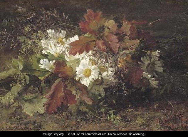 An autumn bouquet with oak leaves - Geraldine Jacoba Van De Sande Bakhuyzen