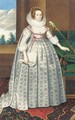 Portrait of Elizabeth Countess of Suffolk, full-length, standing beside a parrot - George Perfect Harding