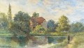 Fly-fishing before a watermill - George Parsons Norman