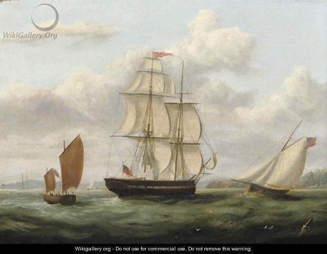 A Royal Naval frigate and other shipping off Cork - George Mounsey Wheatley Atkinson