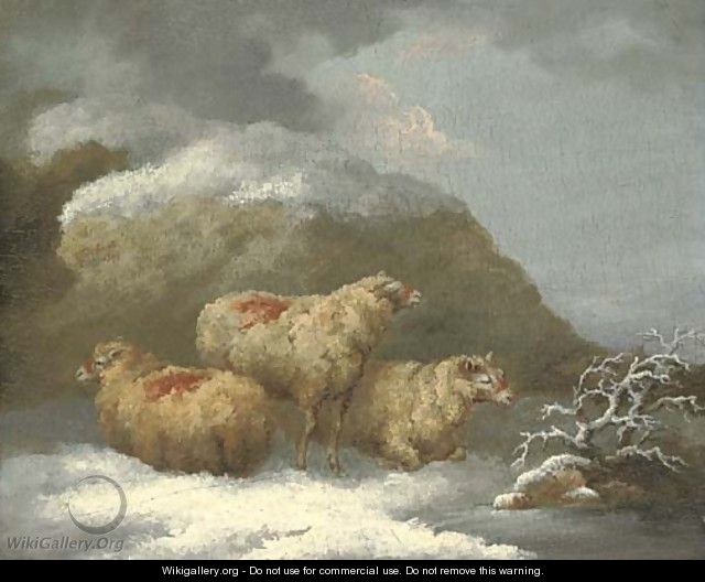 Sheep in a winter landscape - George Morland