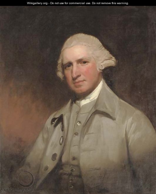 Portrait of Sir Bankes Jenkinson, 6th Bt. (d.1789), half-length in a grey coat and waistcoat - George Romney