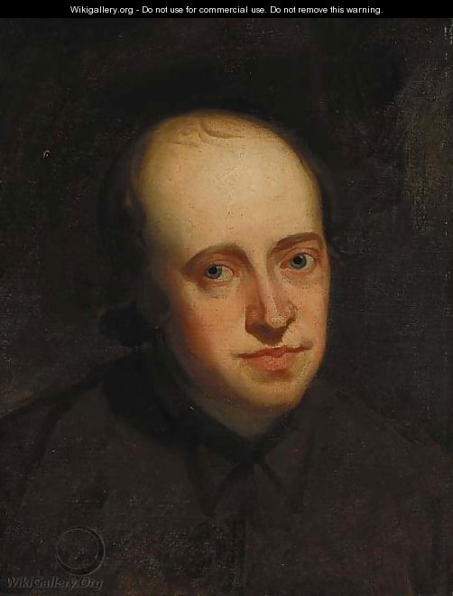 Portrait of John Flaxman, R.A. (1755-1826), bust-length, in a brown shirt - George Romney