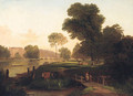 Figures in a Meadow with Richmond Bridge beyond - George Pettitt