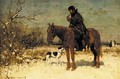 A horseman and his dog in a snowy landscape - George W Brennemann