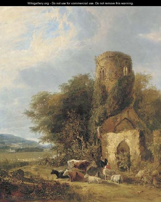Figures and livestock by the ruins of St. Andrew