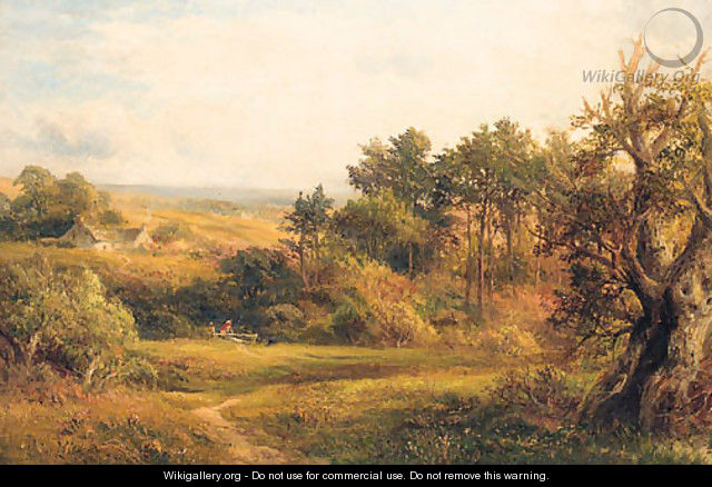 Children at a Sty in an extensive Landscape, near Rugby - George Turner