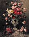 Flowers in a tall vase - Henry Schouten