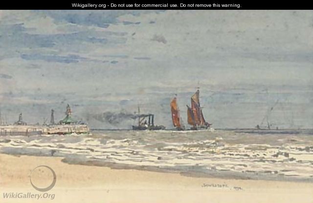 Shipping off the pier at Lowestoft - Henry Robert Robertson