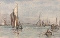 Fishing boats running into the harbour at Harwich - Henry Robert Robertson