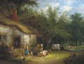 A milkmaid and cattle by a cottage gate - Henry Shayer