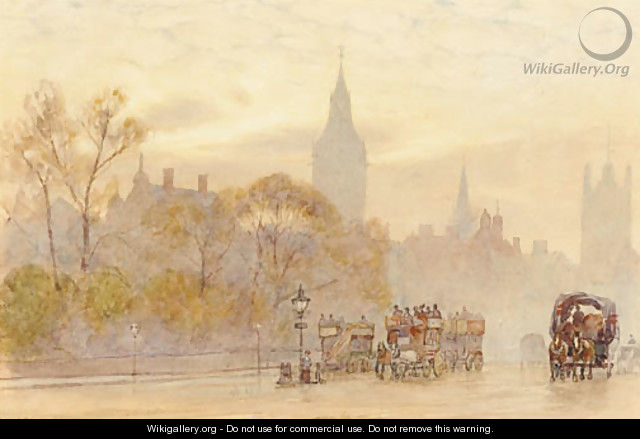 A London street scene at dusk - Herbert Menzies Marshall