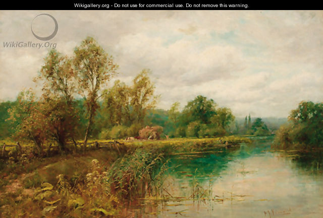 Harvesting by the Thames - Henry John Kinnaird
