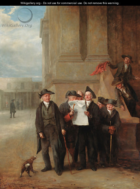 Greenwich Pensioners reading a copy of The Times - Henry James Pidding