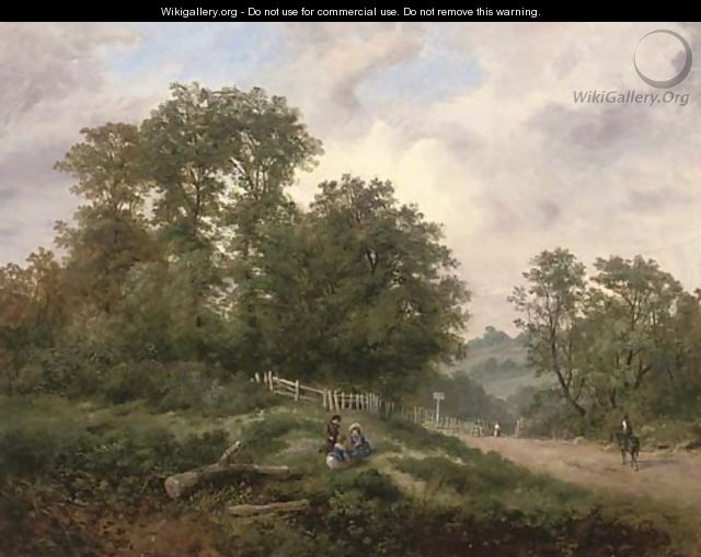 Children playing in an extensive wooded landscape - Henry Lines