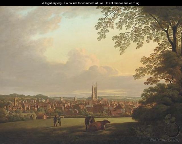 A extensive view of Derby, with figures and cattle in the foreground - Henry Lark Pratt