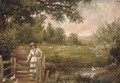 Feeding the ducks - Henry John Yeend King