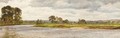 Figures on the banks of the Thames, an extensive landscape beyond - Henry Meynell Rheam