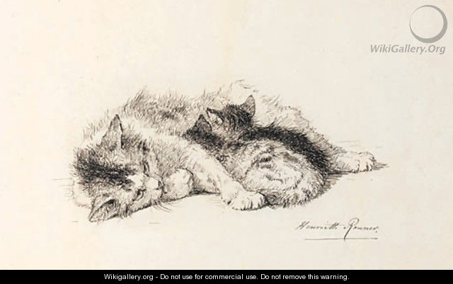 A study of a cat and kitten - Henriette Ronner-Knip
