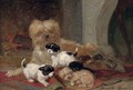 Playing in front of the fire - Henriette Ronner-Knip