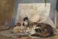 Asleep in the artist's studio - Henriette Ronner-Knip