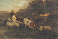 A herdsman and cattle in a Brabantine landscape - Henriette Ronner-Knip