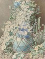 Gladioli, irises, sweet peas, apple blossom, primulas and other spring flowers in an oriental vase - Henry Anelay
