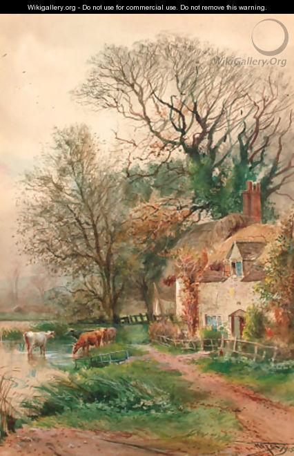 Old cottages at Burpham, Sussex - Henry Charles Fox