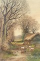 Cattle watering by a barn - Henry Charles Fox