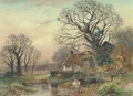 Cattle crossing a ford at Fordingbridge, Hampshire - Henry Charles Fox