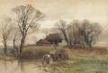 A horse-drawn cart crossing a ford - Henry Charles Fox