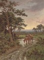 Watering the horses, sunset - Henry Hillier Parker