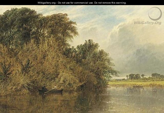 The River Trent, with men rowing in boats - Henry Thomas Dawson