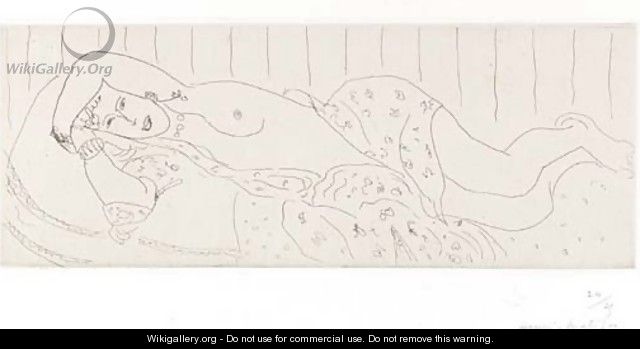 Nu couche, drape dans une etoffe fleurie - Henri Matisse