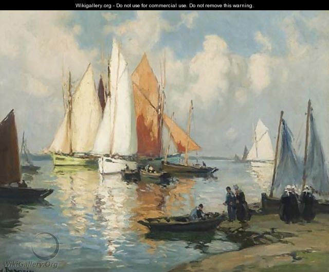 A Brittany harbour - Henri Alphonse Barnoin