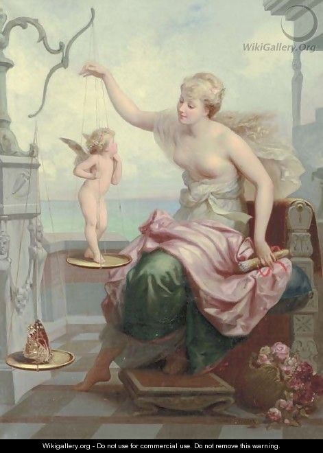 Weighing Cupid against a Butterfly - Henri Pierre Picou