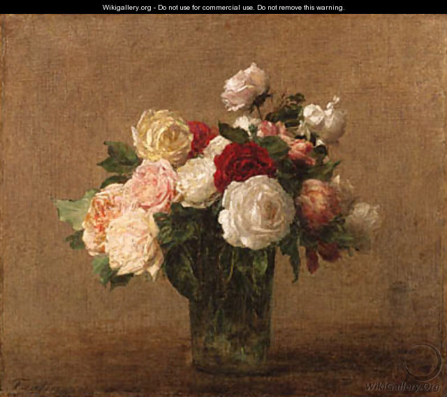 Roses dans un vase de verre - Ignace Henri Jean Fantin-Latour