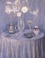 La table, harmonie grise - Henri Eugene Augustin Le Sidaner