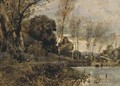 A white castle seen from a lake-side - Henri-Joseph Harpignies