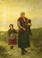 A mother and her children returning home - Henri Jacques Bource