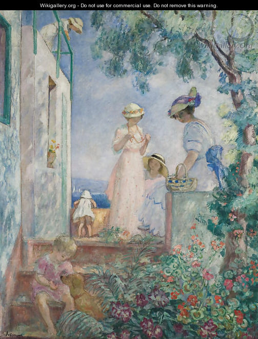 Jeunes filles sur une terrasse. Sainte-Maxime - Henri Lebasque